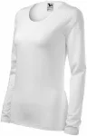 Dames nauwsluitend T-shirt met lange mouwen, witte