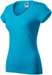 Dames slim fit T-shirt met V-halslijn, turkoois