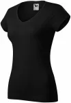 Dames slim fit T-shirt met V-halslijn, zwart