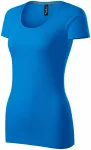 Dames T-shirt met decoratieve stiksels, oceaanblauw