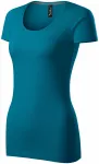 Dames T-shirt met decoratieve stiksels, petrol blue