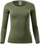 Dames T-shirt met lange mouwen, khaki Dames T-shirt met lange mouwen, khaki